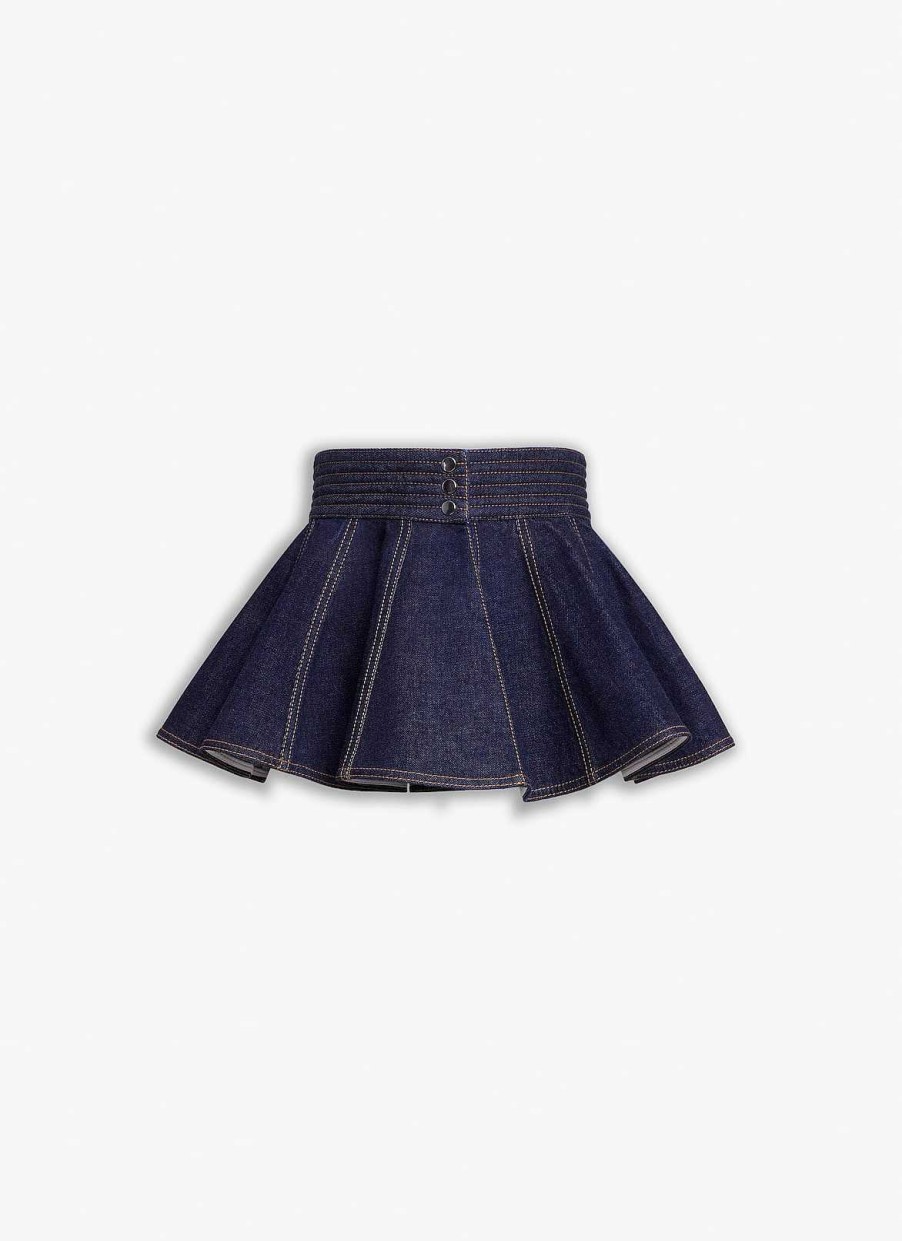 Pret A Porter Alaïa | Jupe En Denim Brut Avec Ceinture