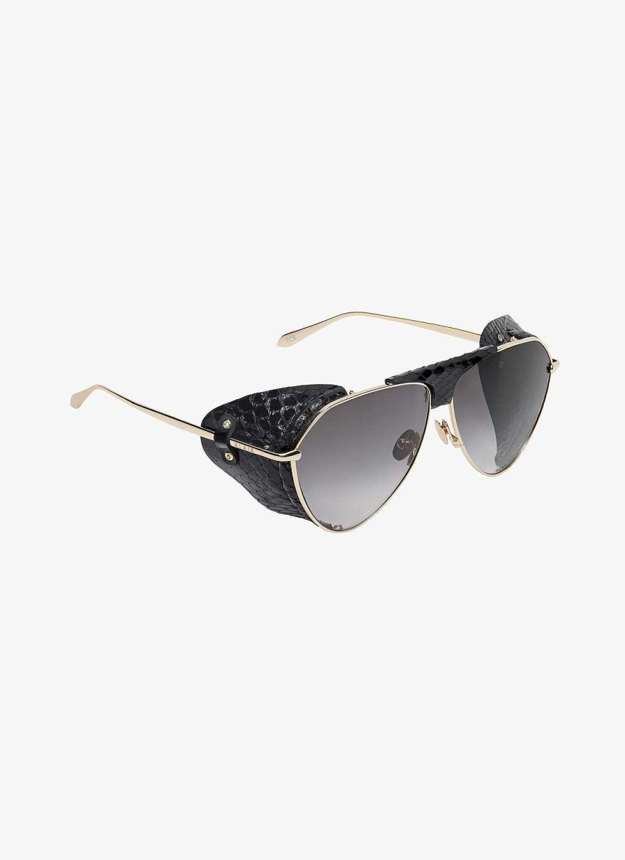 Accessoires Alaïa | Lunettes De Soleil Aviateur En Metal Et Cuir Ayers