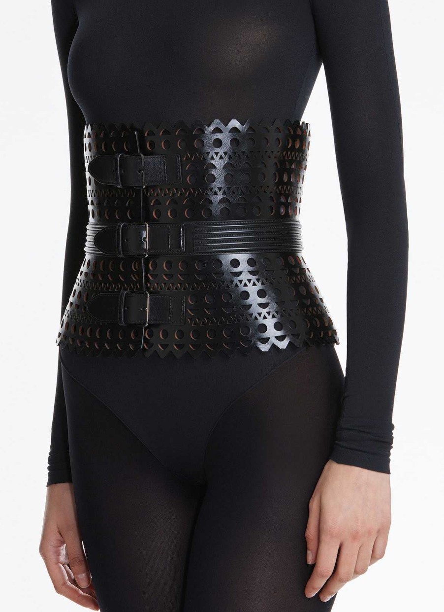 Accessoires Alaïa | Ceinture Corsetto En Veau Viennois Luxueux A Vagues