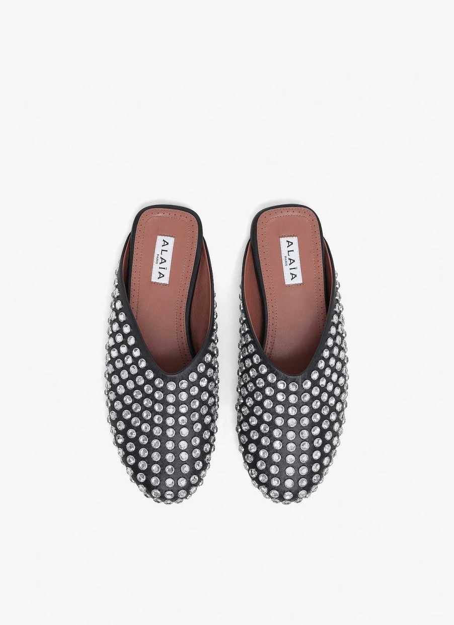 Chaussures Alaïa | Mules En Agneau Avec Strass