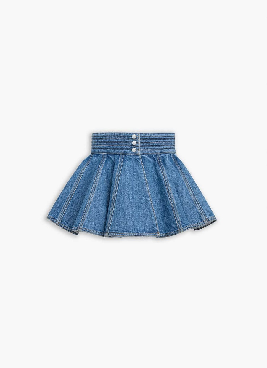 Pret A Porter Alaïa | Jupe En Denim Delave Avec Ceinture