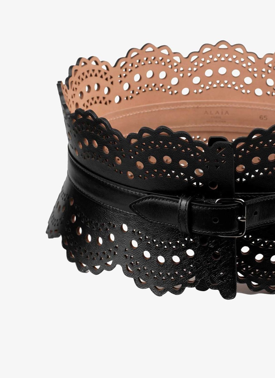 Accessoires Alaïa | Ceinture Bustier En Veau Vienne Luxueux A Vagues