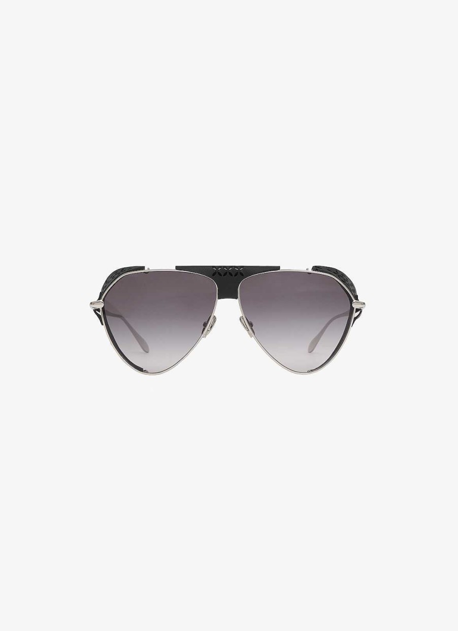 Accessoires Alaïa | Lunettes De Soleil Aviateur En Metal Et Cuir