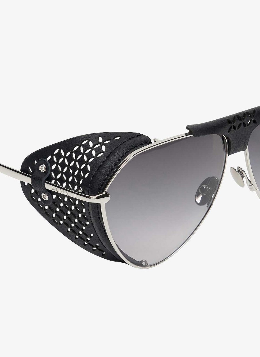 Accessoires Alaïa | Lunettes De Soleil Aviateur En Metal Et Cuir