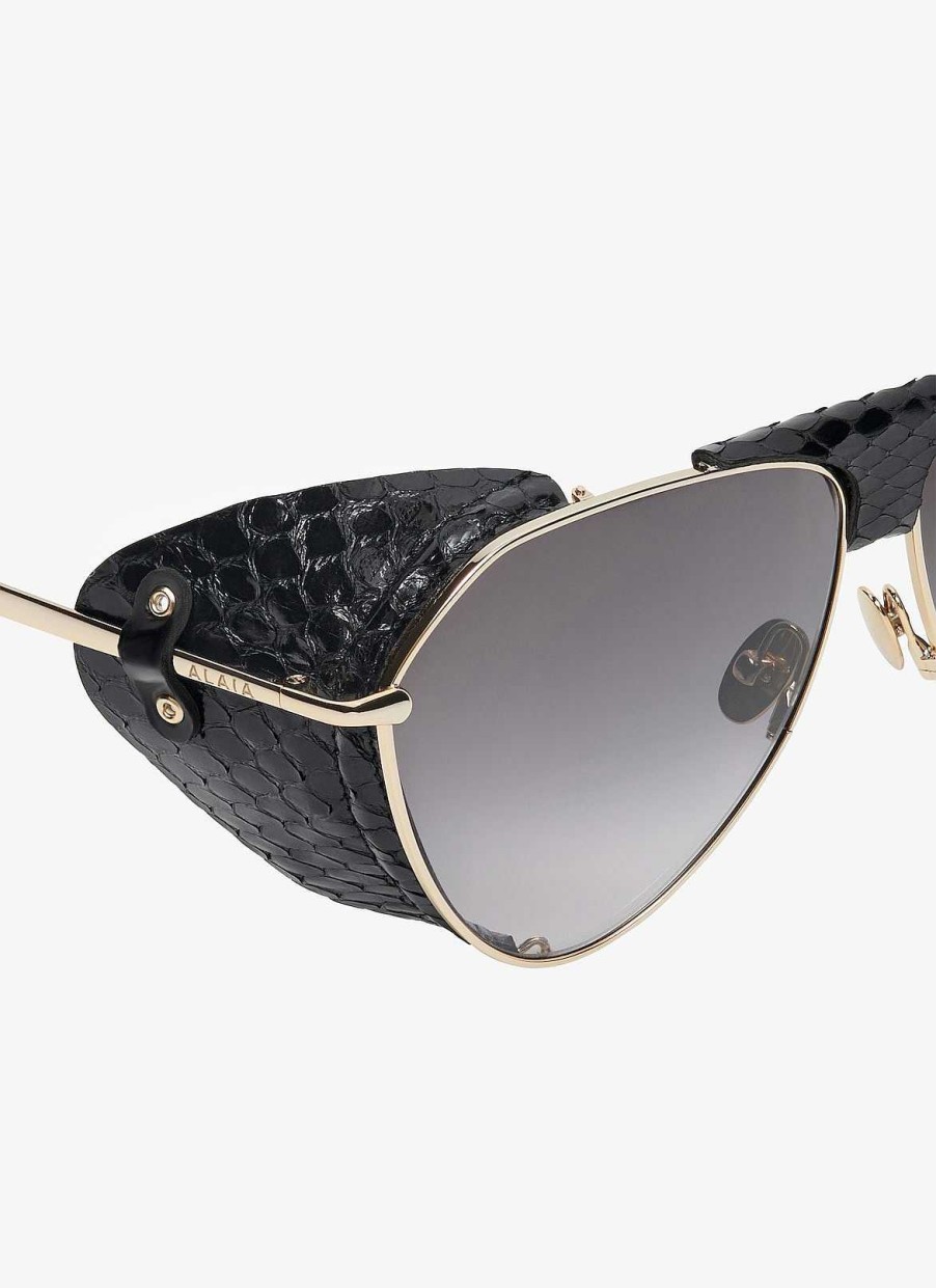 Accessoires Alaïa | Lunettes De Soleil Aviateur En Metal Et Cuir Ayers