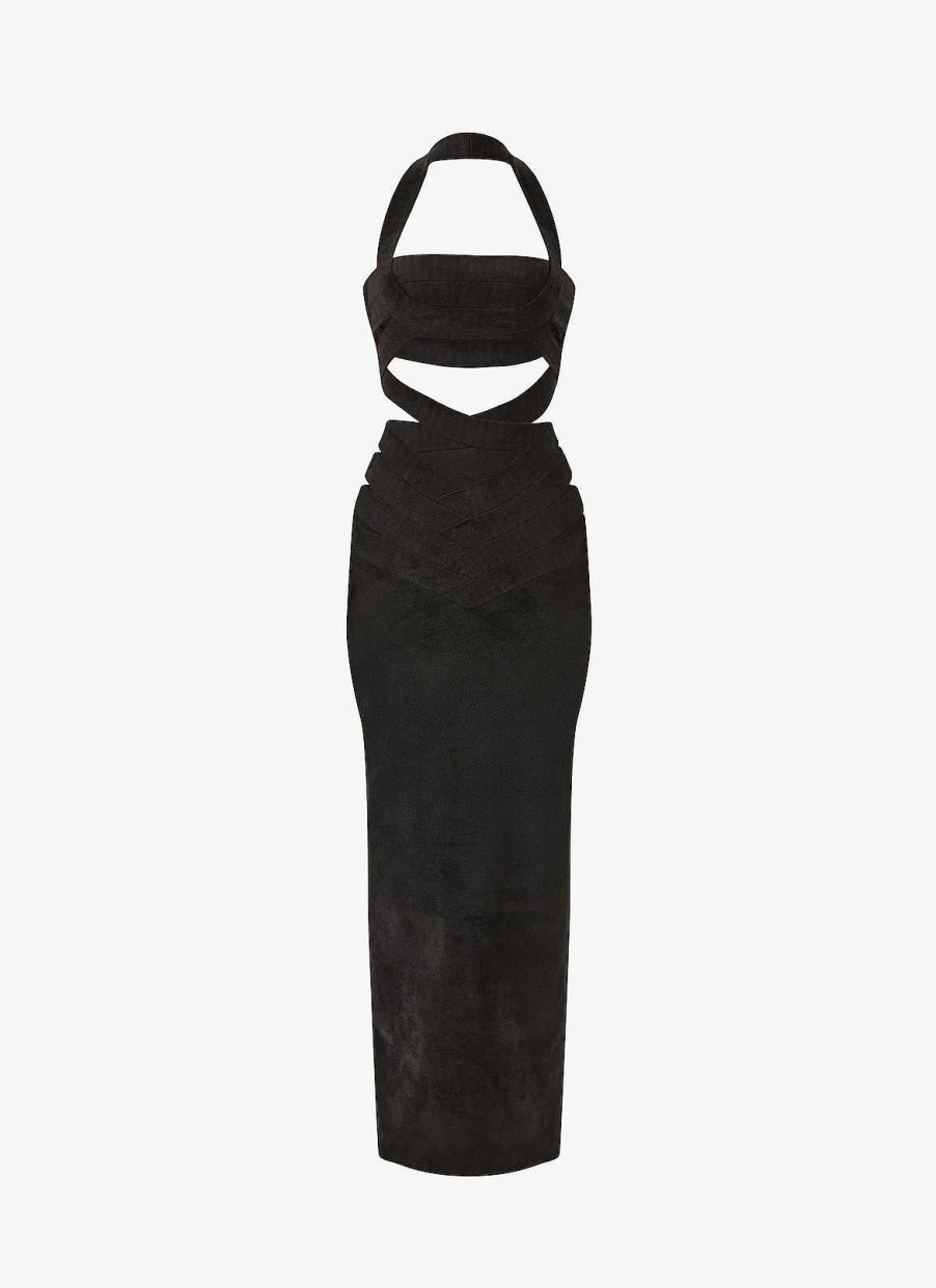 Pret A Porter Alaïa | Robe A Bandes En Velours