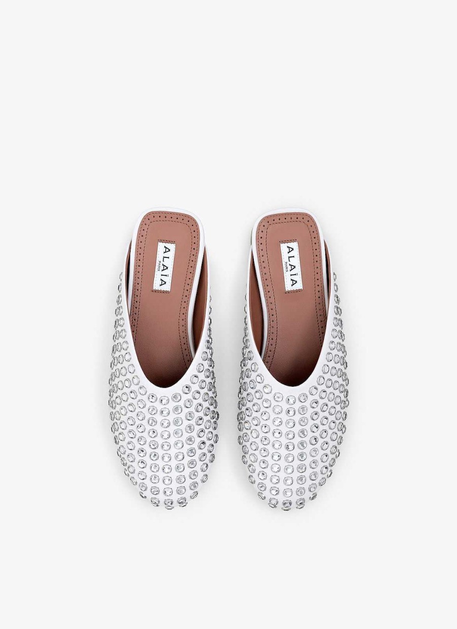 Chaussures Alaïa | Mules En Agneau Avec Strass