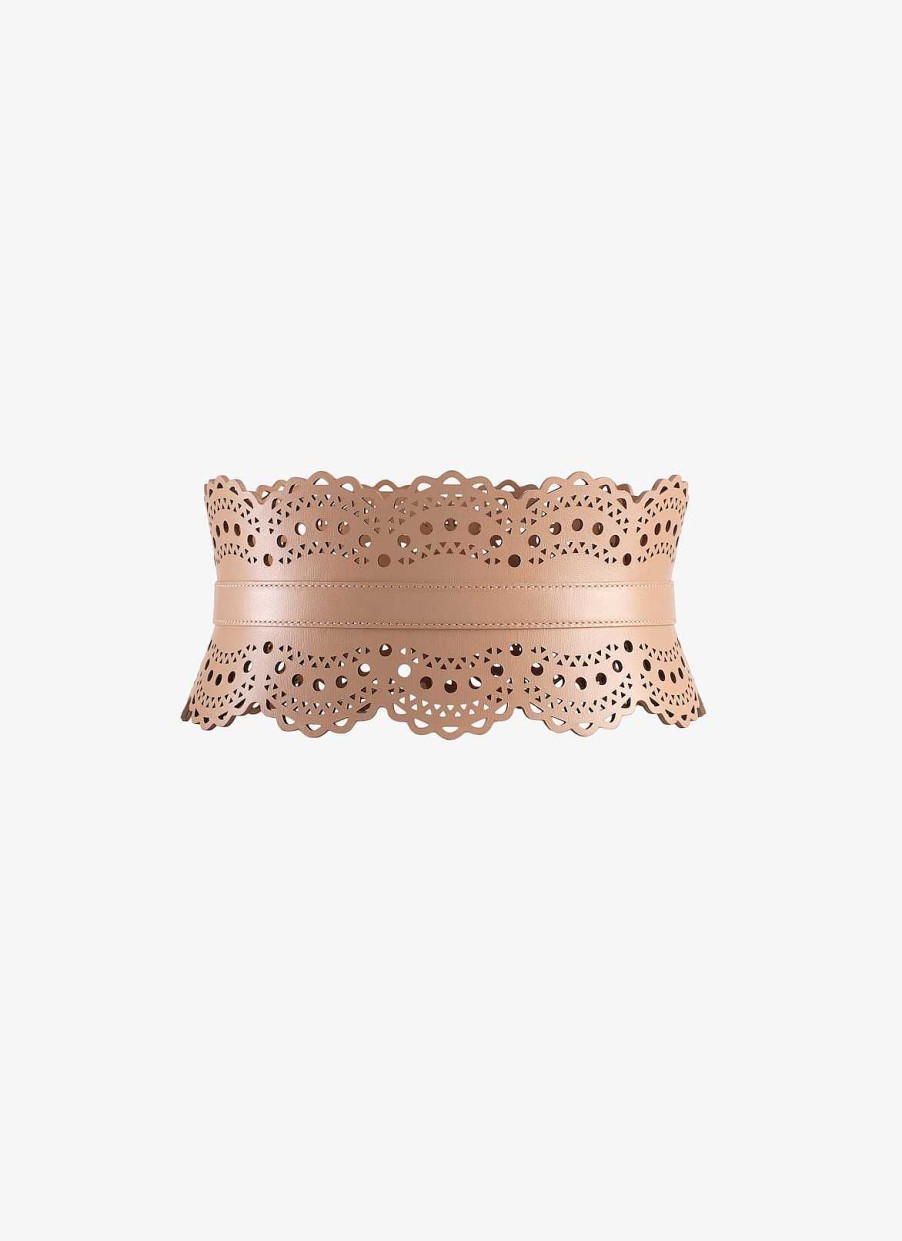 Accessoires Alaïa | Ceinture Bustier En Veau Vienne Luxueux A Vagues