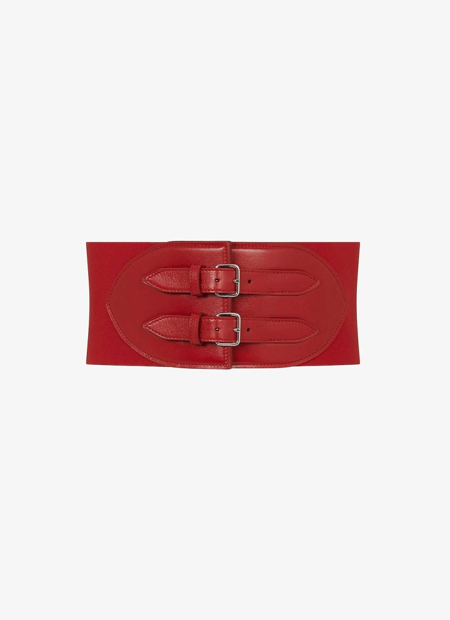 Accessoires Alaïa | Ceinture Corset Elastique En Cuir De Veau Et Tissu Stretch