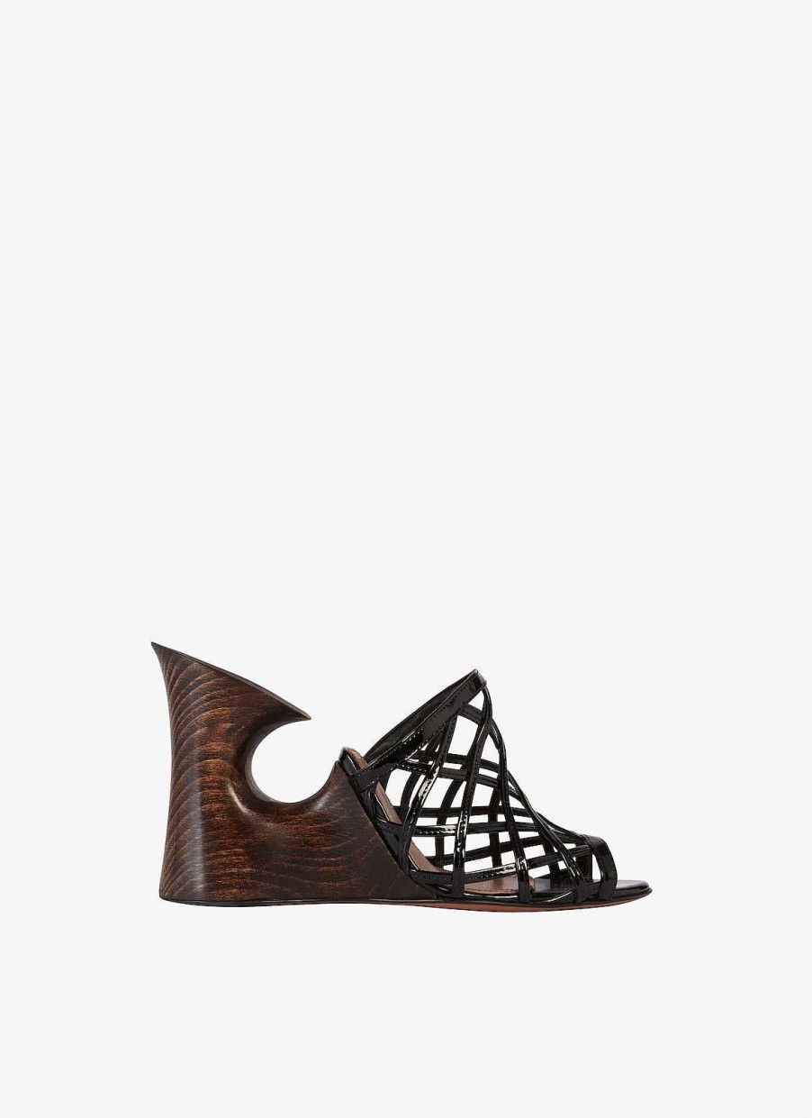 Chaussures Alaïa | Mule La Sculpture En Cuir De Veau Peint Et Bois