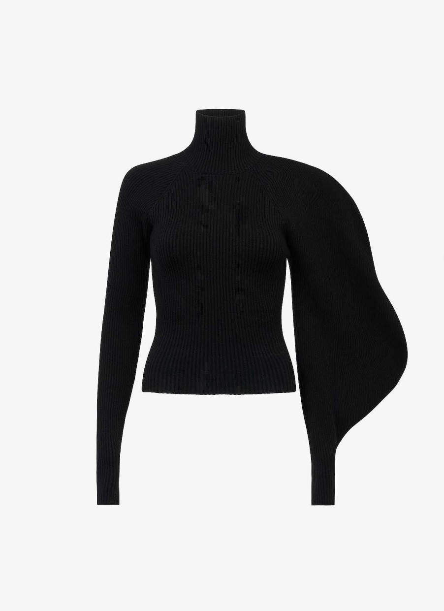 Pret A Porter Alaïa | Pull En Maille Cotelee Asymetrique Sculpturee