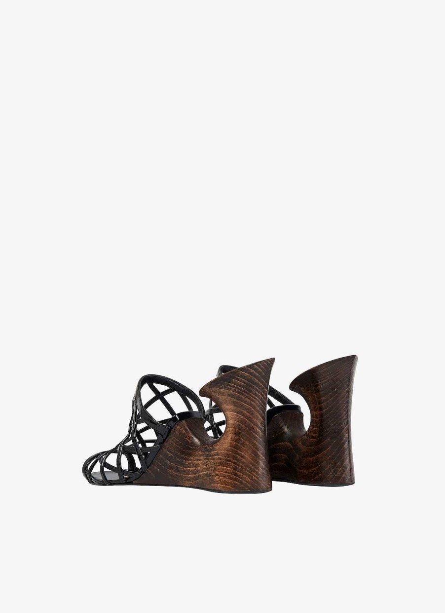 Chaussures Alaïa | Mule La Sculpture En Cuir De Veau Peint Et Bois