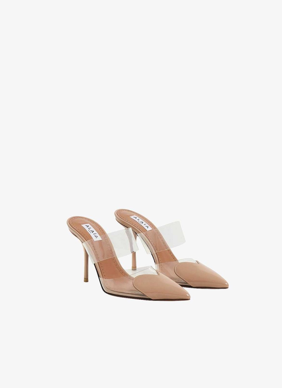 Chaussures Alaïa | Mule Forme Coeur En Cuir De Veau Peint