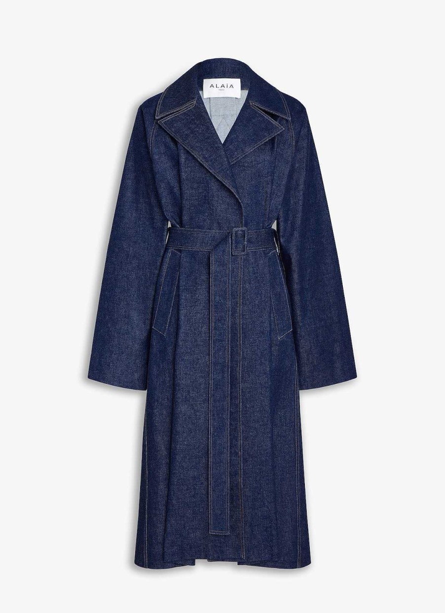 Pret A Porter Alaïa | Trench-Coat En Jean Avec Ceinture