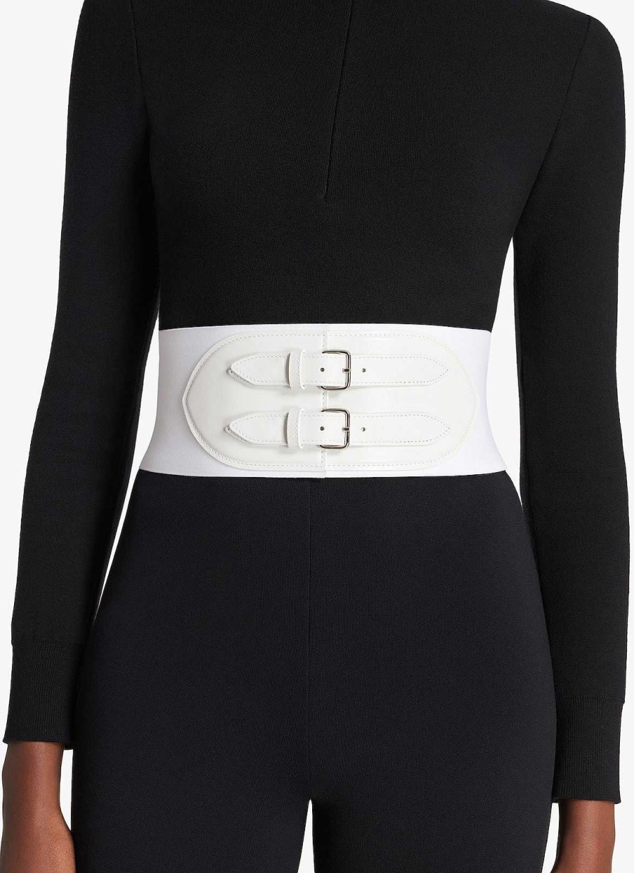 Accessoires Alaïa | Ceinture Corsetto Elastique En Cuir De Veau Et Tissu Stretch