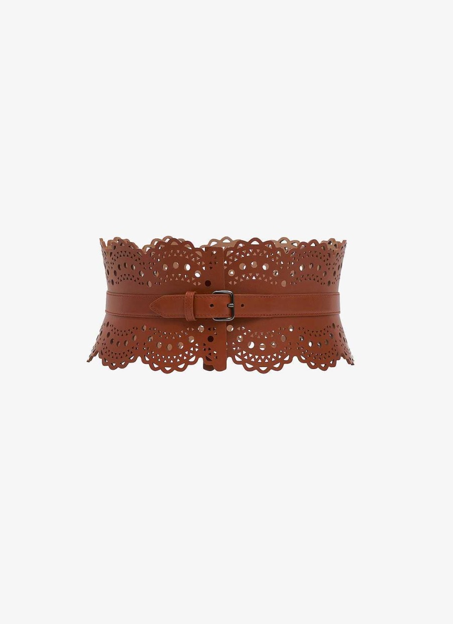 Accessoires Alaïa | Ceinture Bustier En Veau Vienne Luxueux A Vagues