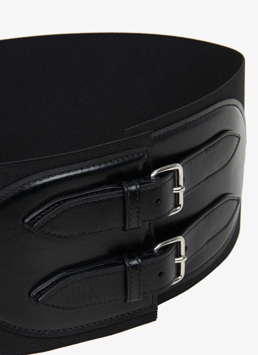 Accessoires Alaïa | Ceinture Corset Elastique En Cuir De Veau Et Tissu Stretch