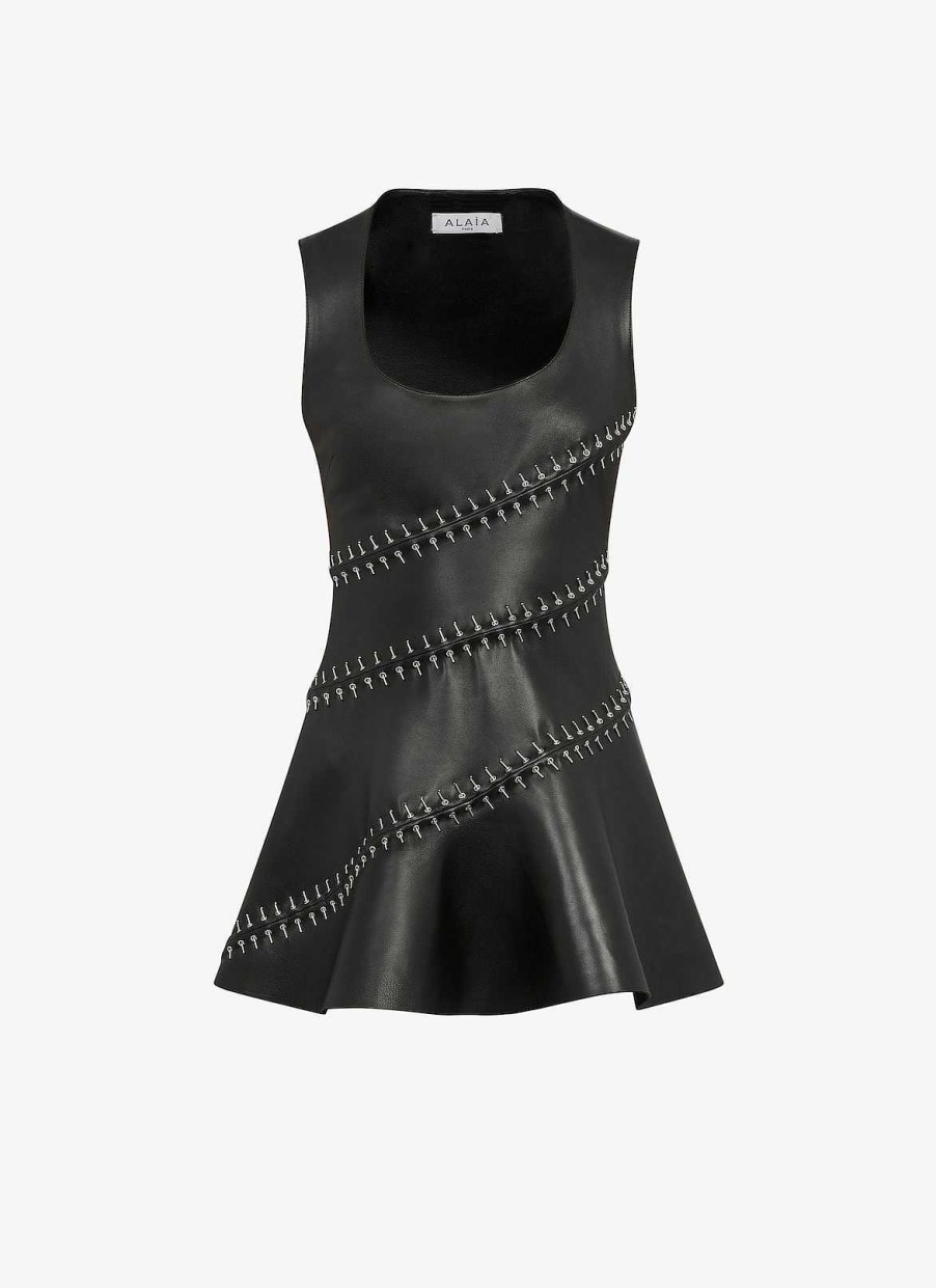 Pret A Porter Alaïa | Robe Skater Brodee En Cuir