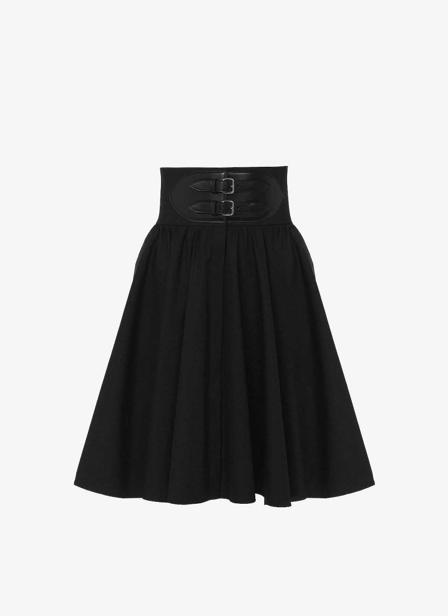 Pret A Porter Alaïa | Jupe En Popeline Japonaise Avec Ceinture